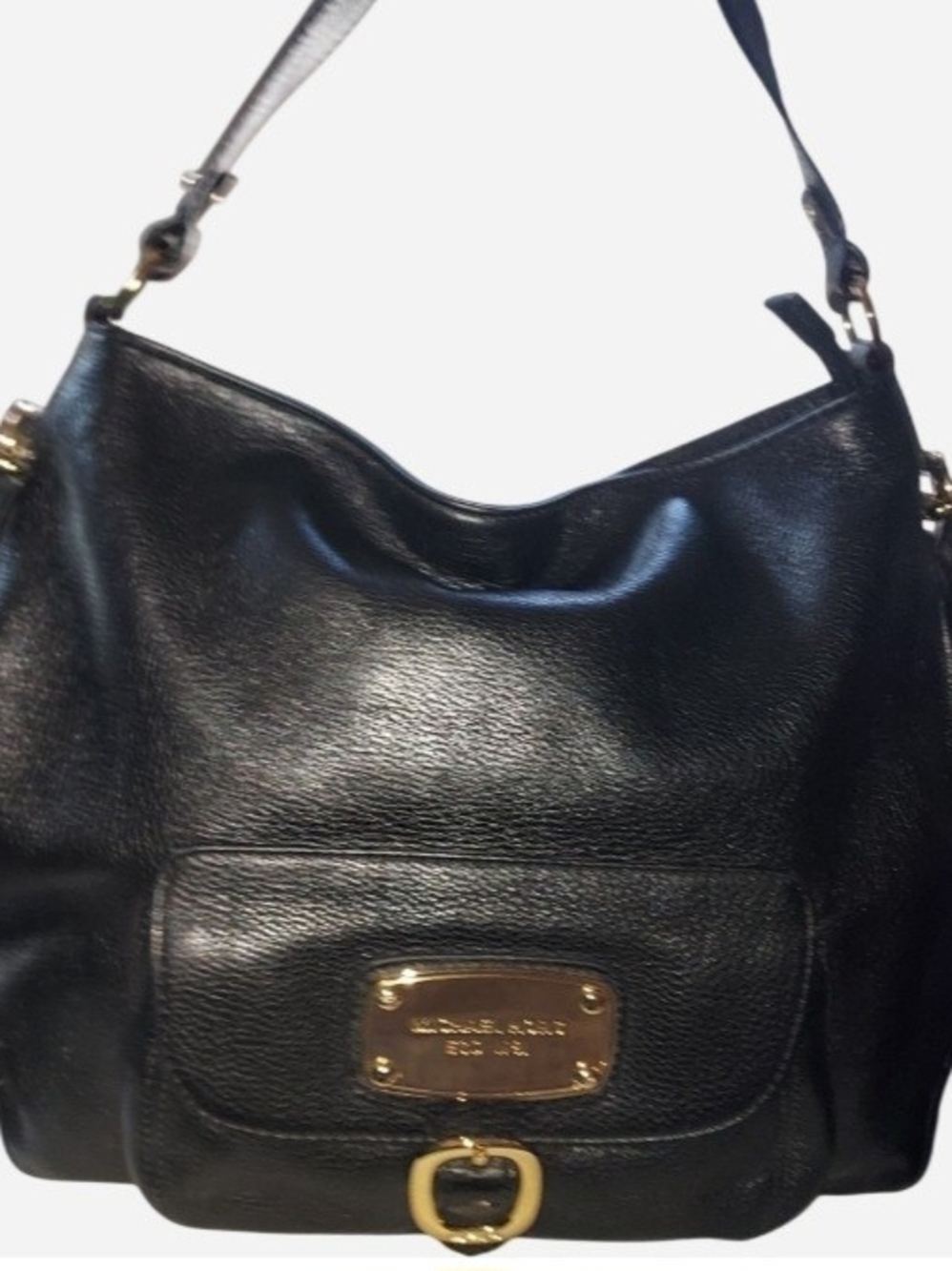 Michael Kors Black Pebbled Leather Downtown Hudson Hobo Shoulder Bag